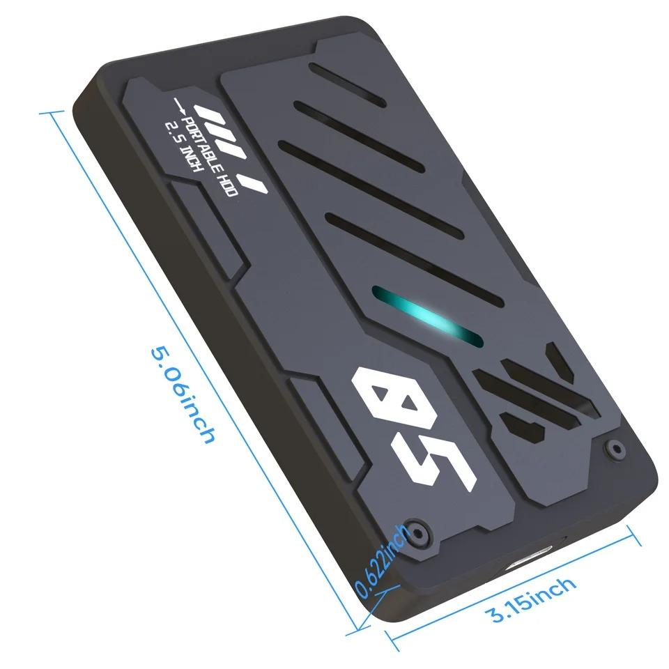 SATA III SSD 2.5" Hard Drive Mechanical Appearance RGB Gaming HDD 3D NAND External Storage for PC Mac Desktop Laptop PS5 Xbox