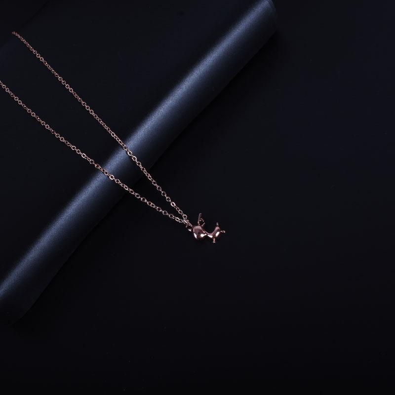 SuiBian Rose Gold Antler Necklace - European  American Christmas Series