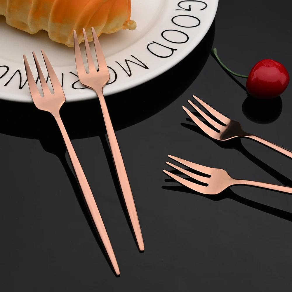 20Pcs Rose Gold Stainless Steel Flatware Cutlery Set - Modern Mirror Finish Dinnerware Set Perfect for Home Restaurant & Wedding