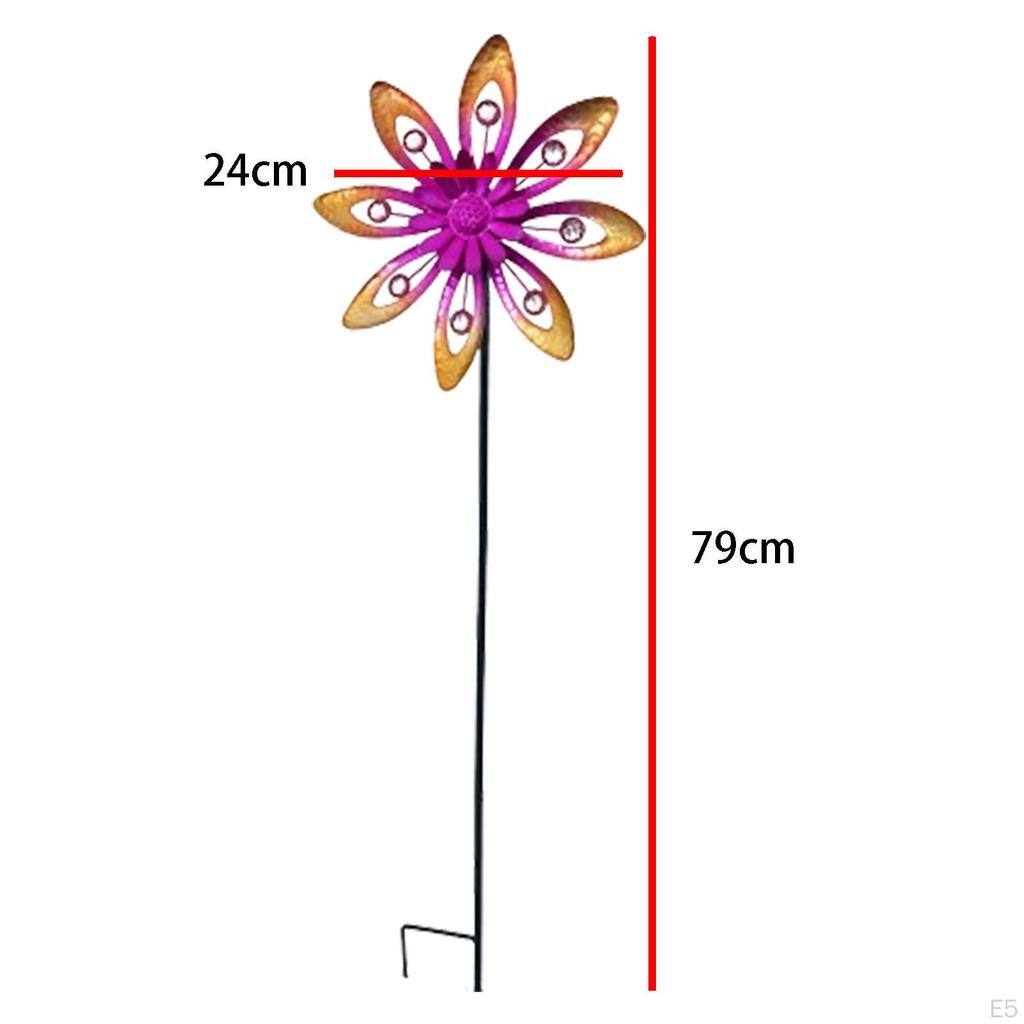 Garden Wind Spinner Yard Windmill Landscape Kinetic Sculpture Metal for Flower Bed