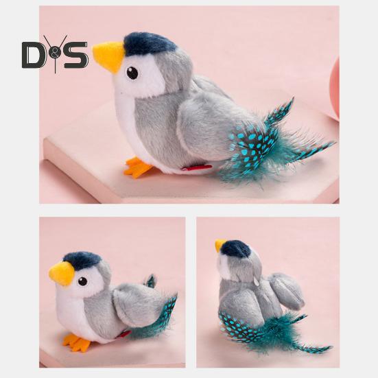 Păsări interactive ciripit Jucărie de pisică Simulare Aripi batătoare Păsări de pluș Activare la atingere Jucărie electrică de păsări zburătoare pentru pisici și câini