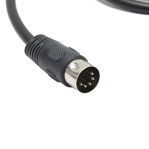 Kabel 6,35mm samec na MIDI Din 5-pin, 90 stupňů pravý úhel, robustní konektor, spirálové stínění, kompatibilní s MIDI klaviaturami, syntezátory a kytarami