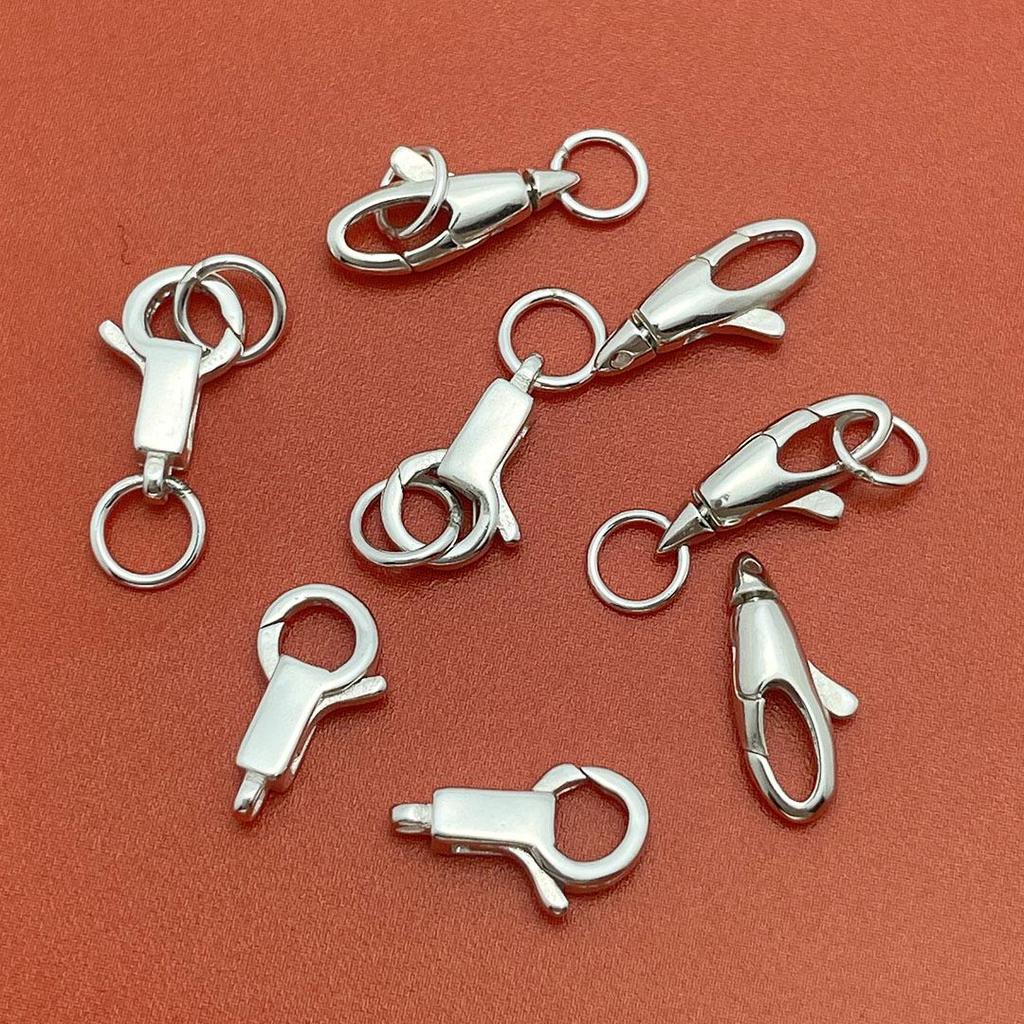 S925 Sterling Silver Square Buckle & Lobster Clasp Connector Necklace/Bracelet Joint