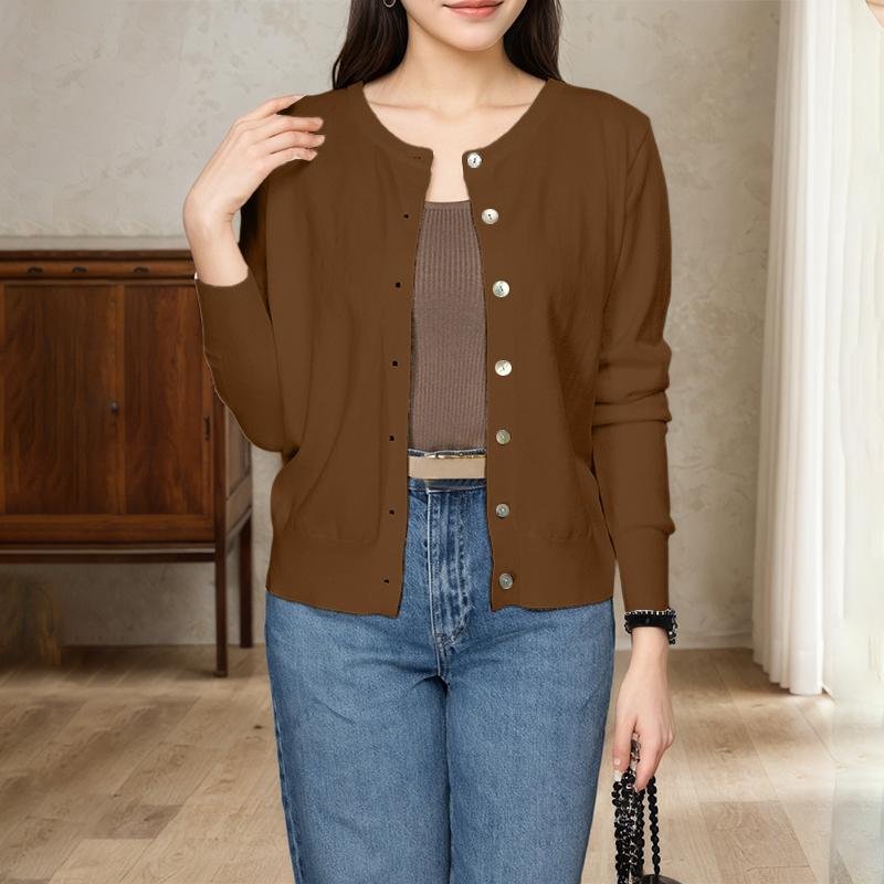 

ZANZEA Женский повседневный кардиган-блузка с круглым вырезом и длинным рукавом на осень M