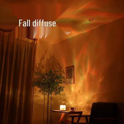 Square Water Ripple Night Light: Creative Aurora Flame Atmosphere Lamp for Bedroom