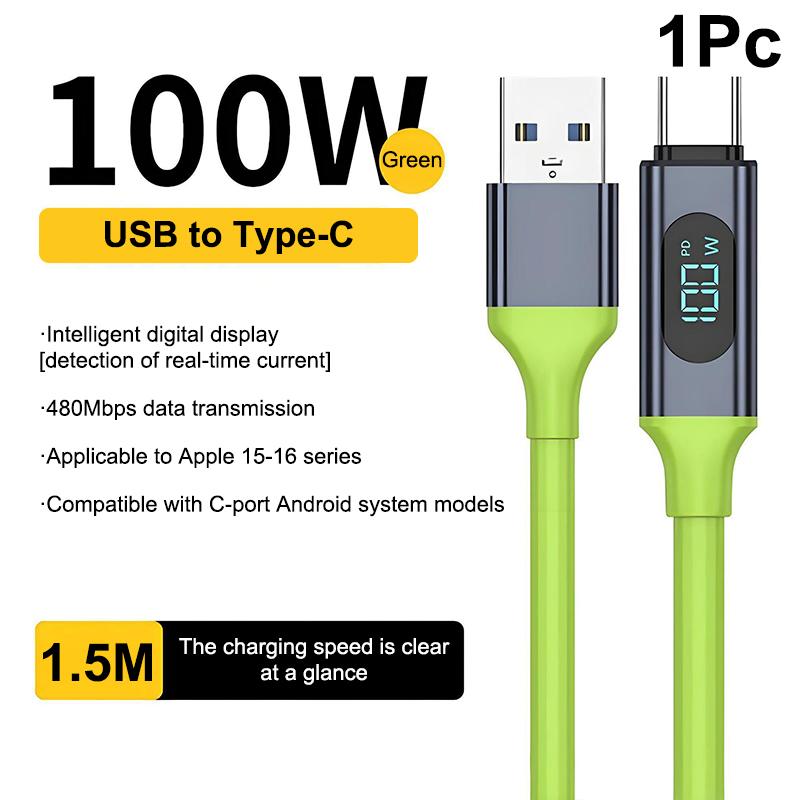 

240W Digital Display Super Fast Charging Mobile Phone Data Type C Cable For 15 16 Liquid Silicone For Phone