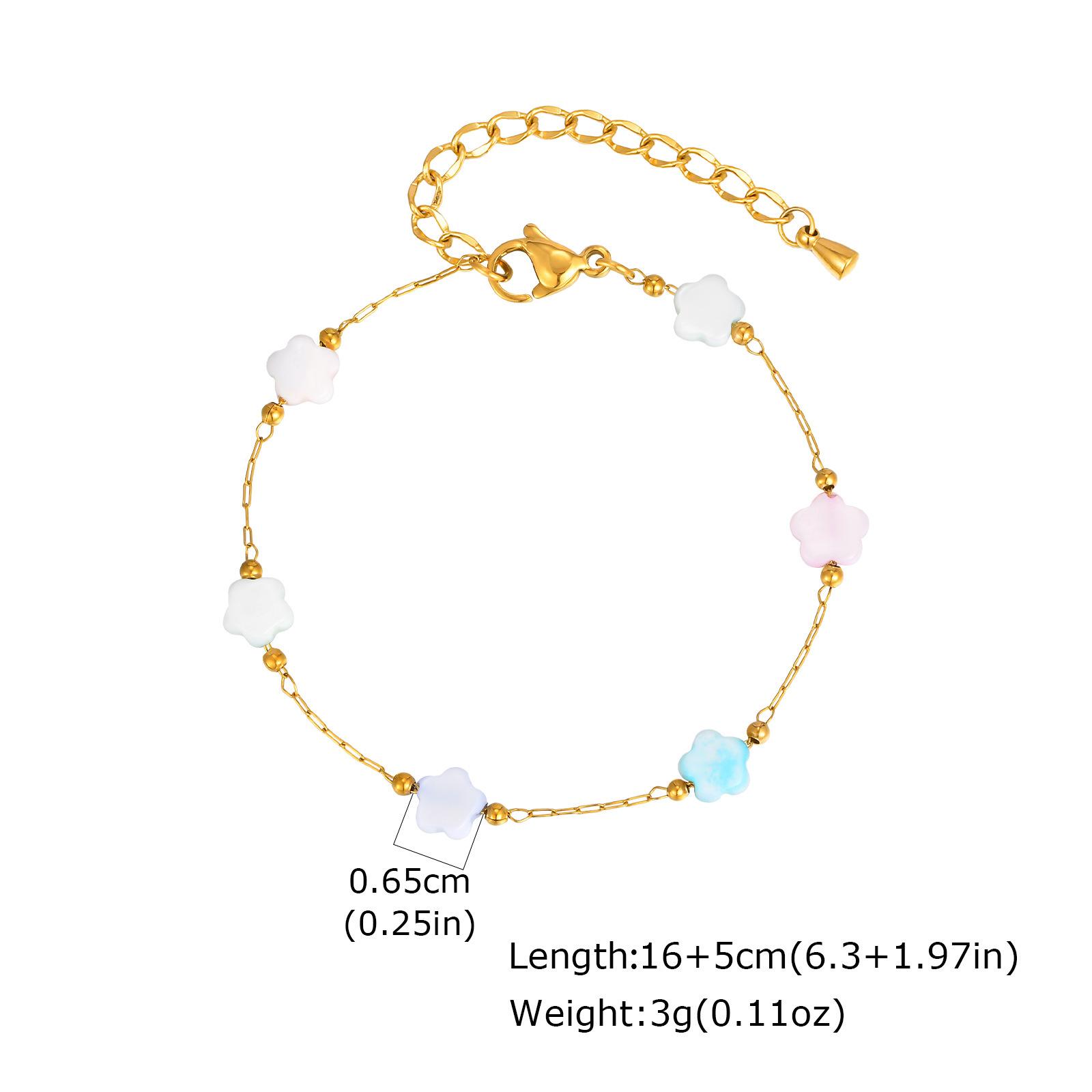 

Ladies Fashion Stainless Steel Colored Flower Gold Necklace Bracelet Set 2552