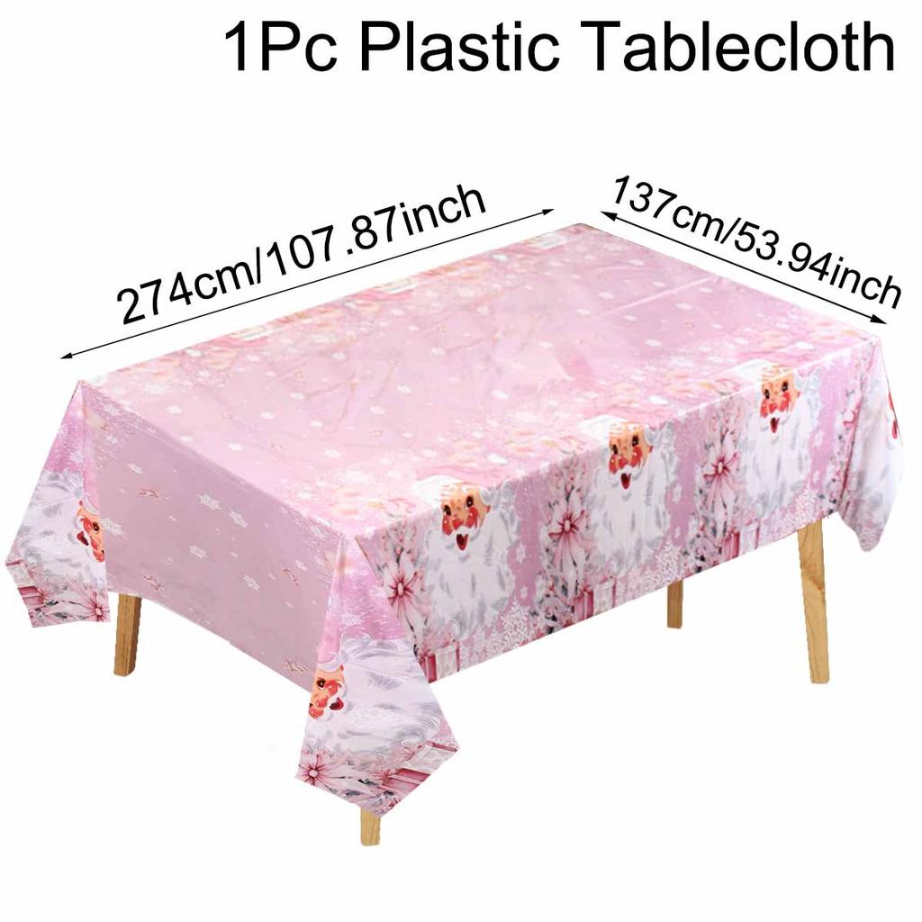 Christmas Disposable Tablecloth Christmas Decorations for Home 2026 Table Cover Navidad Noel New Year Gifts Dining Table Decor