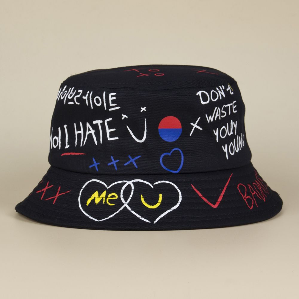 

Letter Fisherman Print Hats Sun Protection Sunhat Gifts Casual Fashion Kids чёрный