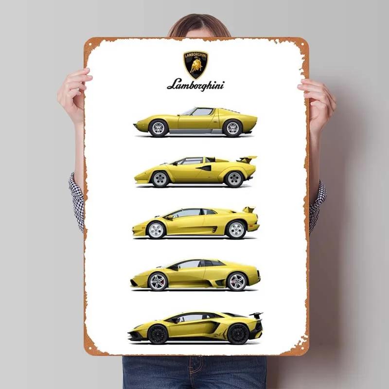 Lamborghini Tinplate Sign Cars Poster Decoration for Home Decor Items Retro Metal Sign Plaque for Garage Wall Art Decoration