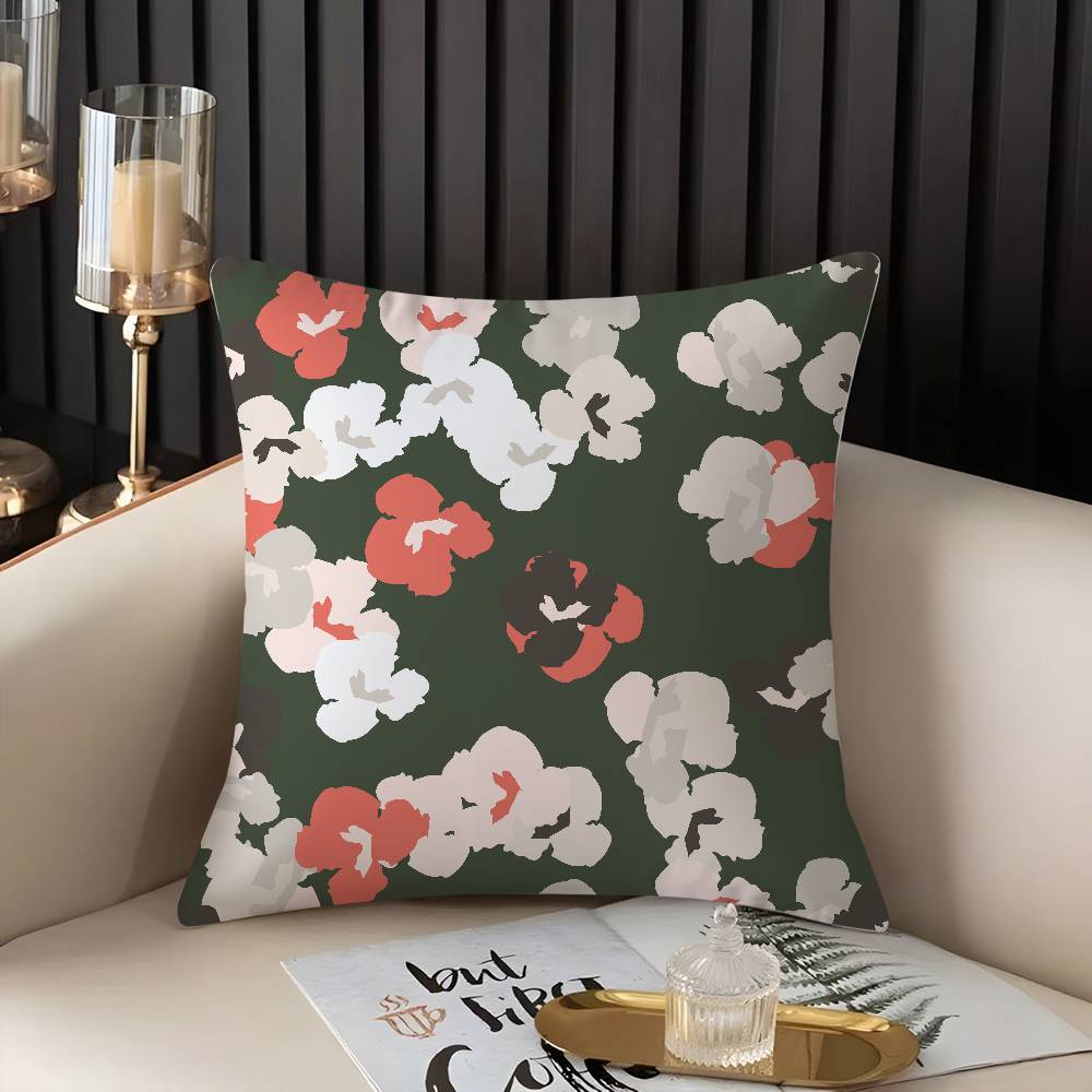 Pillow Case Colorful Flowers Home Dorm Chair Back Short Plush Double-sided Printing Office Nap Time Cushion Cover