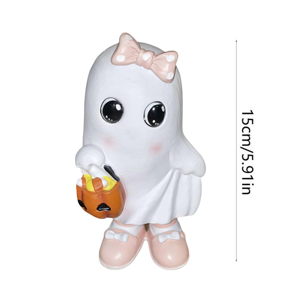 Ornements d'Horreur Chien Fantôme d'Halloween, 2025 Statue Figurine Chien Fantôme Marchant, Mignonne Figurine d'Halloween en Résine Décorations de Table à Domicile