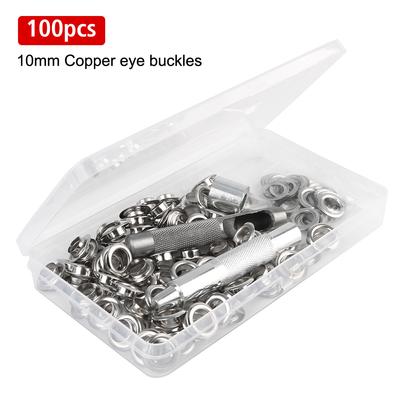 3  Installation Tools Copper Eyelet Air Eyelet Corns Tarpaulin Ring Buckle 1 Sets with Box 100pcs 10MM Metal Buckles