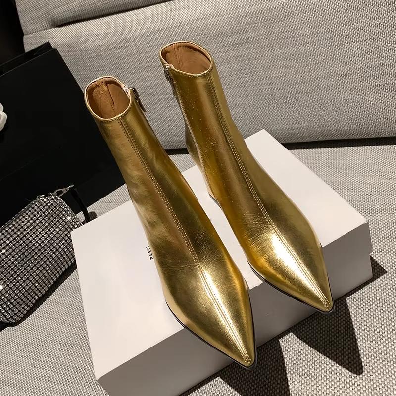 Mode Damen dicke hochhackige Kniehohe Stiefel Mode spitze Ritterstiefel Herbst und Winter große Damenstiefel