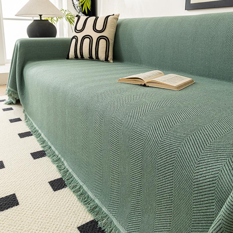 Simple Herringbone Sofa Cover Towel Non-Slip All-Inclusive Dustproof Cushion Cloth Four Seasons Universal Sofa Cover