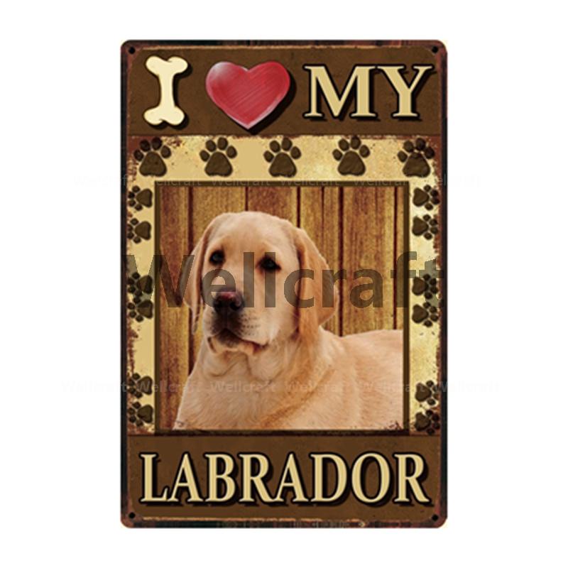 [ WellCraft ] I Love My Dog Border Collie Pug Labrador Metal Sign Tin Poster Home Decor Bar Wall Art Painting 20*30 CM Sizer  L6
