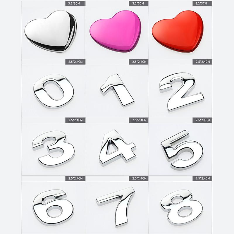 Custom 3D Car Number Alphabet Stickers Zinc Alloy Metal Chrome Emblem Scratch Proof Durable for Auto Badge Motorcycle Laptop Decor