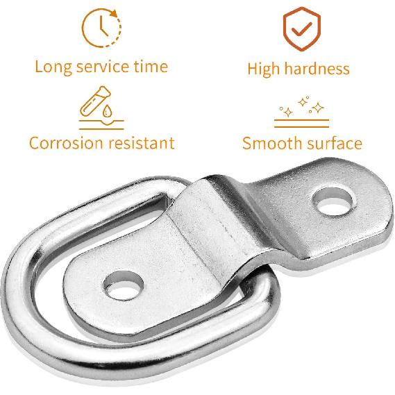 D-Ring Tie Downs Anchor1/4” Heavy Duty Surface Floor Mount Lashing Rings 2400 Lbs Cargo Trailers Load-Bearing Hangers Bracket (Pack Of 12)