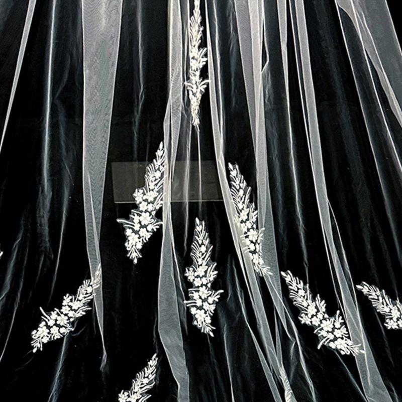 Sparkling Cathedral Length Bridal Veil with Hair Comb Single Tiers Wedding Gowns Veil for Bride Soft Tulle Veil 138Inch