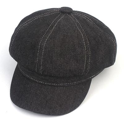 Universal Chemistry Stitch Black Denim Newsboy Cap