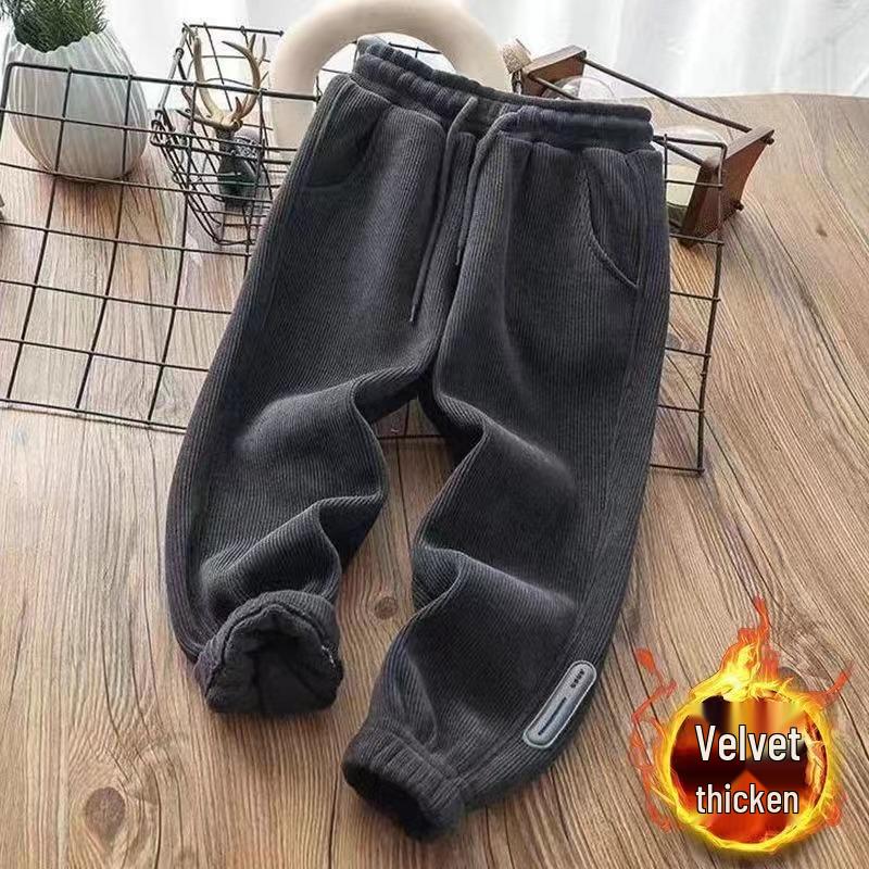 

Хлопчикові вельветові штани на флісовій підкладці, вільні та універсальні для осінньо-зимових видів спорту (Середні до Великих Хлопчиків) 130 cm