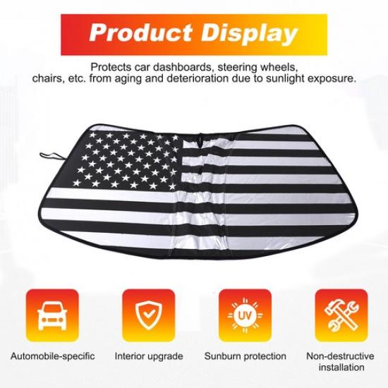 US Flag Car Sun Shade Windshield Window Sunshade Trim For Corvette C7 14-19 US
