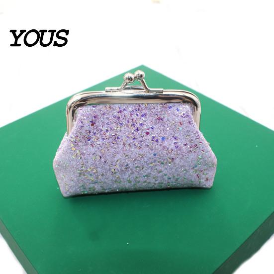 Compact Coin Holder Sequined Pouch, Women Glitter Mini Change Fashionable Wallet Purse with Kiss Lock Closure for Coins Cash Jewelry