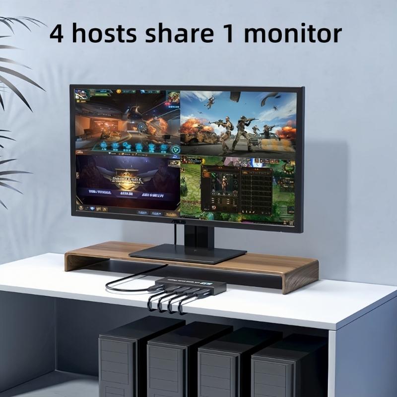 HDTV Multi Viewer 4 Input 1 Output Splitter Supporting 4K 30Hz Resolution and Seamless Switching for Meeting