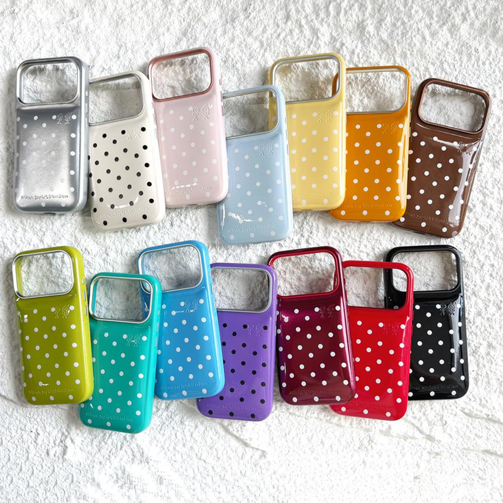 Candy Color PU Leather Puffer Polka Dots Phone Case For 16 17 Pro Max 17Pro 16Pro Shockproof Hard Protection Back Cover