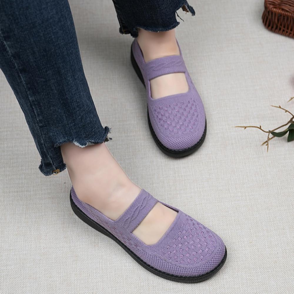 Women's Cloth Shoes Mesh Shallow Shoes Non-slip Wear-resistant Middle-aged and Elderly Shoes Elastic Walking Shoes for The Elderly