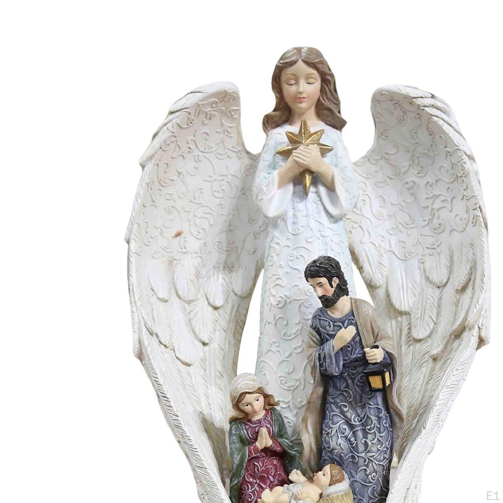 Statua della Sacra Famiglia Scultura in Resina Artigianato Artistico Miniatures Collezione Presepe Statuette Gesù