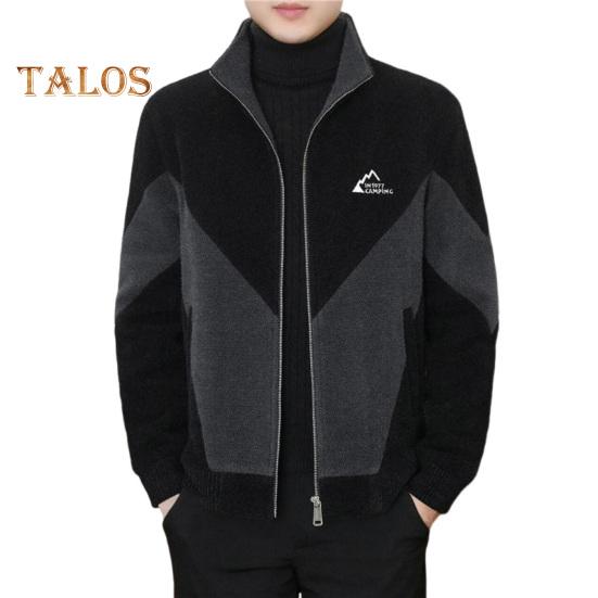 

Мужская повседневная куртка на молнии, цветное трикотажное пальто с воротником-стойкой и длинными рукавами, с карманами, осенне-зимнее ветрозащитное пальто L чёрный