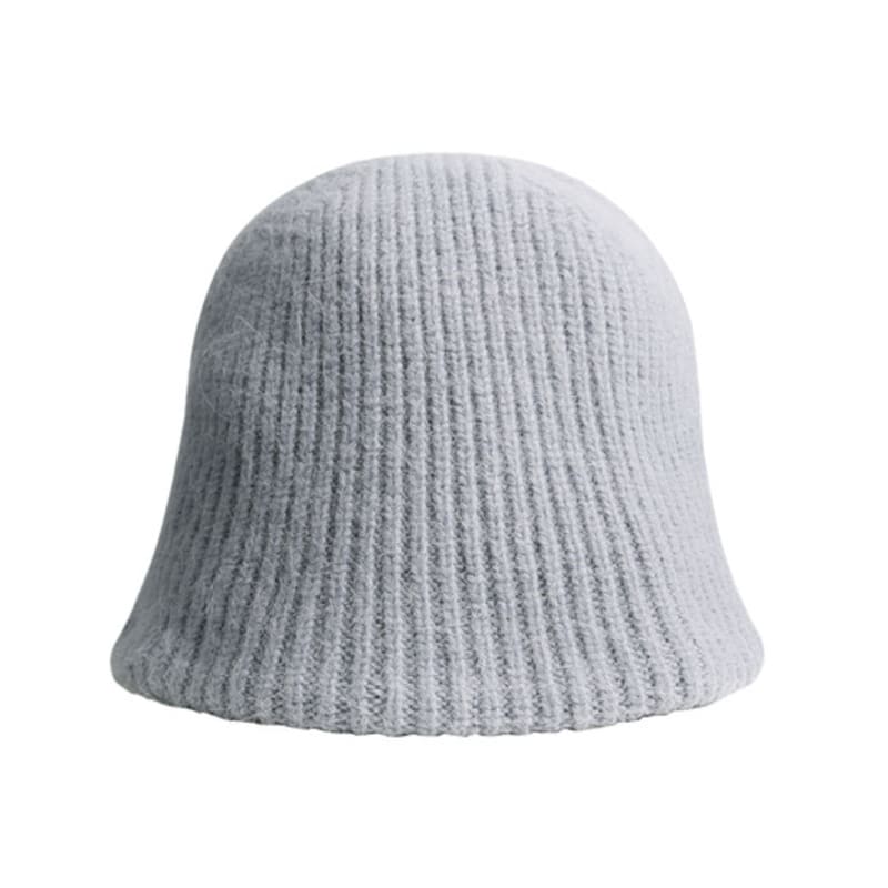 LOWTEAL SIGNATURE ORNAMENT ANGORA BUCKET HAT, sky GREY