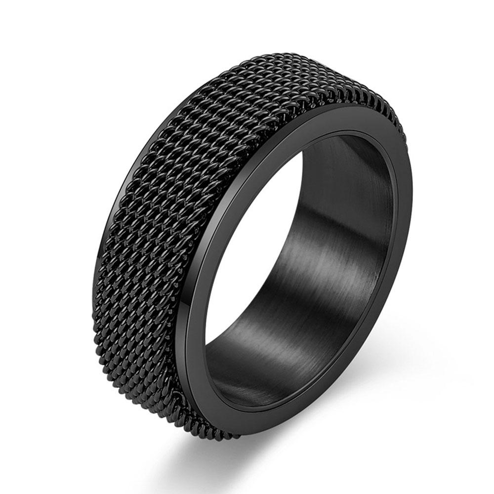 Neutral Cold Style Titanium Steel Woven Mesh Rotating Decompression Ring Personality Men and Women Stainless Steel Hand Jewelry