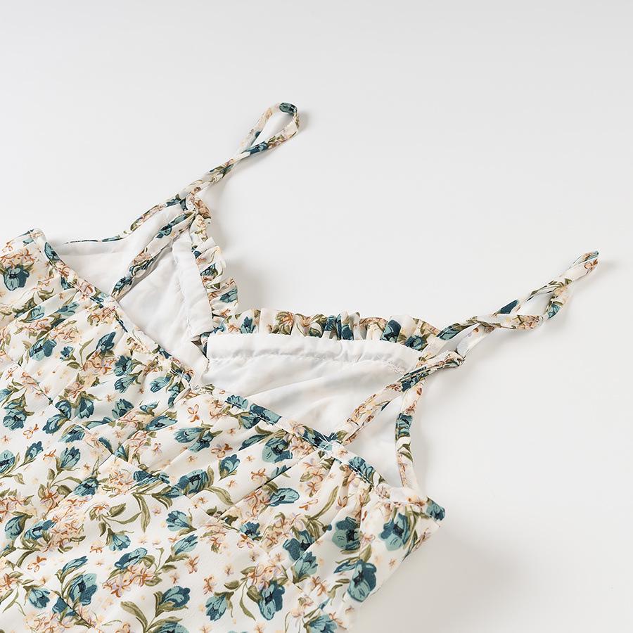 2025 Spring Women's European and American Style Printed Sling Dress