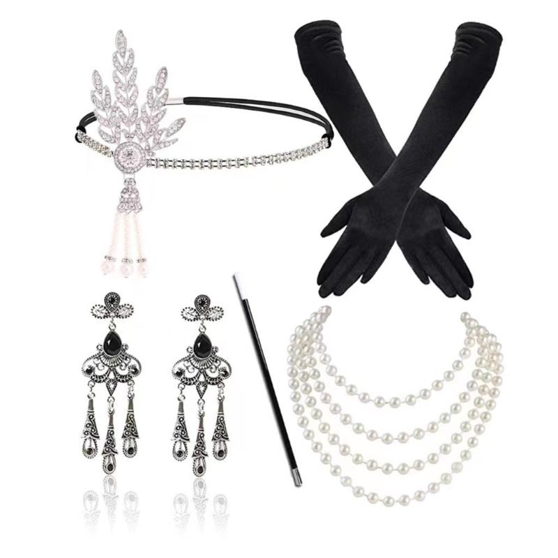 Sparkling Rhinestone Headwear Feathered Headgear Set Alluring Feathered Headband Comfortable for Halloween Singles Party