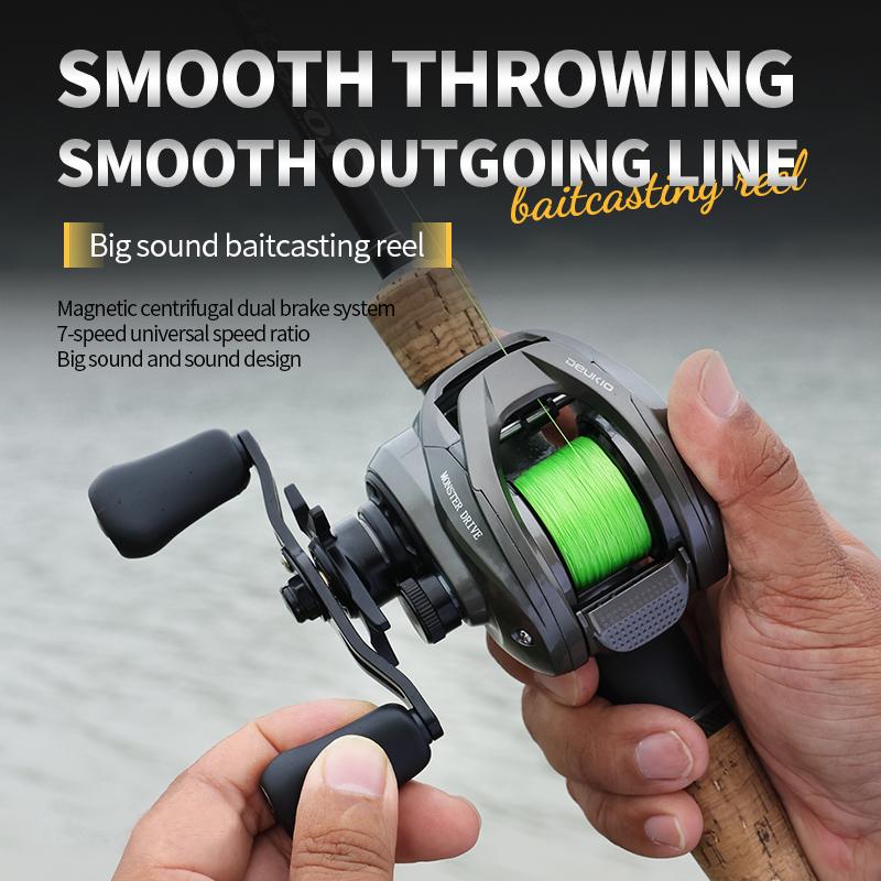 Big Sound Centrifugal Magnetic Dual Brake System 7.0:1 High Ratio 8Kgs Max Drag Power Baticasting Fishing Reel with Alarm System Big Catch Lure Reel