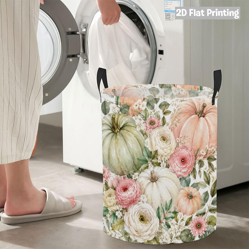 Collapsible Laundry Basket Large Round Waterproof Fabric Hamper Dirty Clothes Storage Bin Toy Organizer with Handles