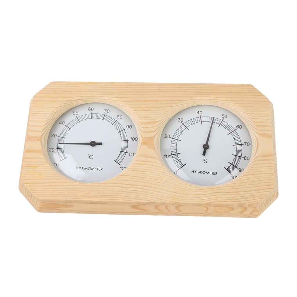 Wooden Thermometer Hygrometer for Sauna Room Double Dial Pointer Type Temperature Humidity Meter