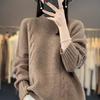 Women's 100% Wool Long Sleeve Half-High Neck Pullover Sweater