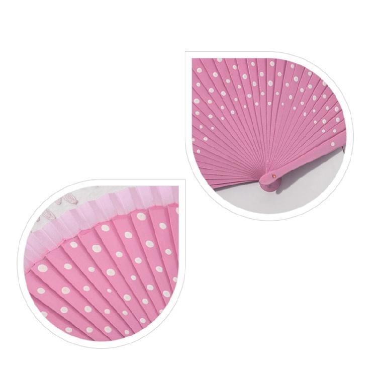 Flamenco Spanish Hand Fan Vintage Dots Pattern 23cm Elegant Wood Folding Fan for Dancing Performances Party Decoration