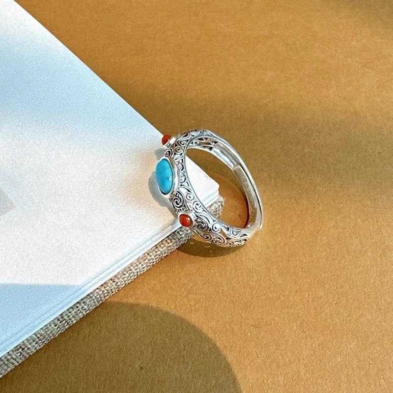 Copper Ring Vintage Pattern For Women Fashion Wedding Engagement Jewelry Shining Simulated Diamond Women Gifts