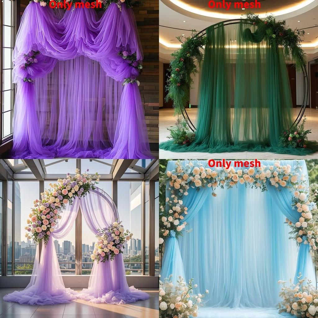 Outdoor Wedding Decor Fabric Bridal Arch Backdrop With Polyester Tulle For Party Event