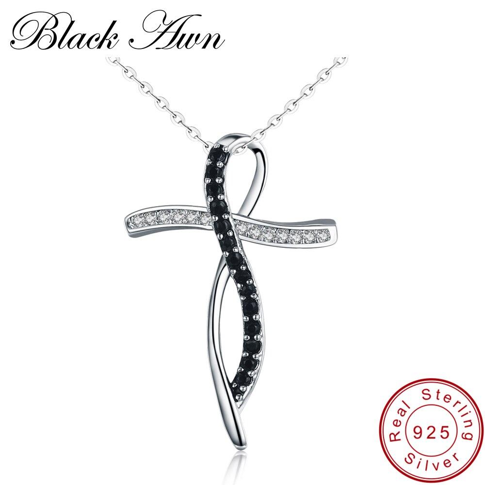 Fine Genuine 100 925 Sterling Silver Necklace Women Jewelry Black