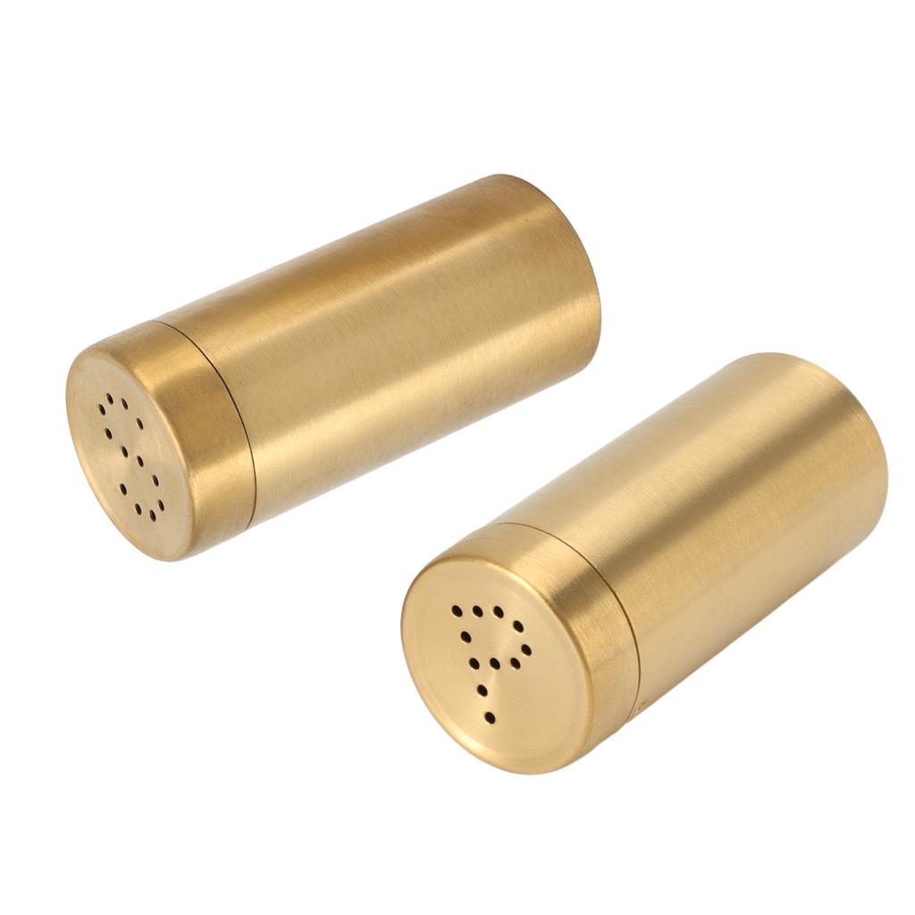 2Pcs Gold Spice Jar Stainless Steel Rustproof Screw Open Top Seasoning Shaker Bottle for Salt Sugar Pepper Paprika