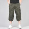 Men Breathable Capri Pants Color Straight Solid Pocket  Trousers