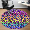 1pc Rainbow Leopard Office Round Area Rug, Indoor Mat Suitable ForOffice, Under Office Chairs Bedroom Living Room Home Decor, Room Deco T213
