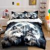 Wolves Under Full Moon. Print Bedding Set 1 Duvet Cover 2 Pillowcases For Adult And Children Luxury Gift Full Size