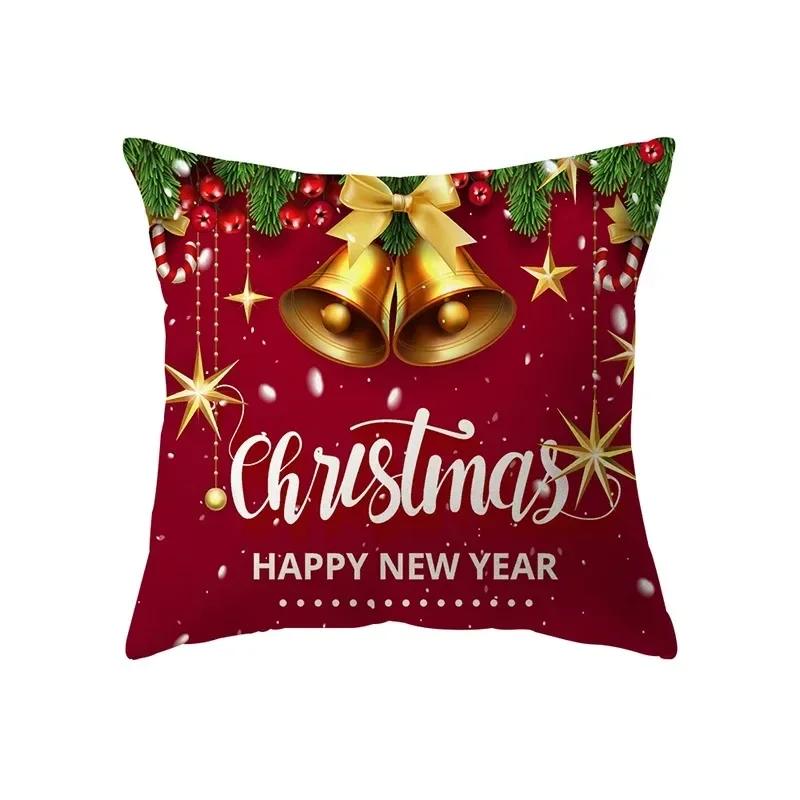 Christmas Theme Decorative Printed Pattern Cushion Cover Home Decor Living Room Sofa Pillow Bedroom Bedside Pillow