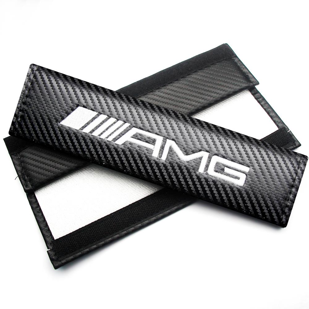 Carbon Fiber Leather Car Seat Belt Cover Shoulder Pad Neck Protection for Mercedes benz AMG C E S GLE CLC Class W204 W203 W205